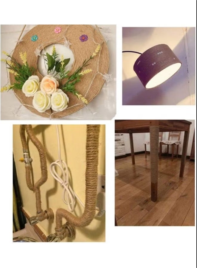 حبل الجوت الطبيعي، لون طبيعي، 100 متر (سمك 5 مم)، مناسب لنسج الحرف اليدوية، ولف الأنابيب، وصنع أشجار القطط. - Image 2