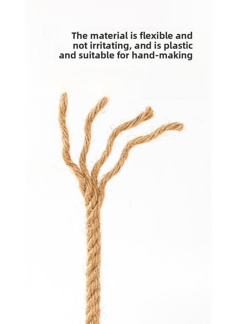 حبل الجوت الطبيعي، لون طبيعي، 100 متر (سمك 5 مم)، مناسب لنسج الحرف اليدوية، ولف الأنابيب، وصنع أشجار القطط. - Image 4