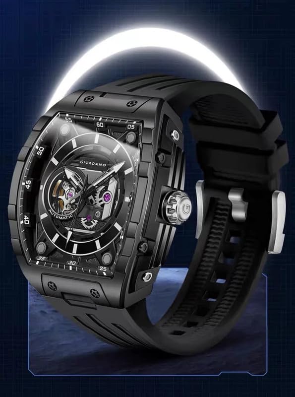 Giordano Automatic Mechanical Self-Winding Men's Analog Watch 46mm Silicone Strap 30M Water-Resistant Stylish Gift for Men - Image 2