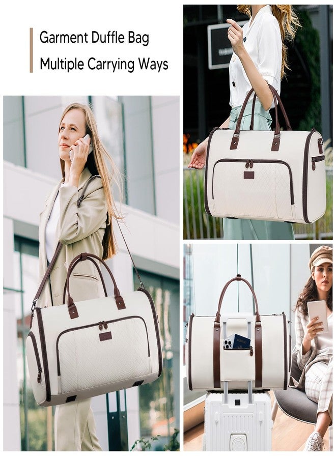 Vessgra Convertible Garment Bags for Travel, Carry On Garment Duffle Bags for Women, Garment Bag with Shoes Compartment, 2 in 1 Travel Suit Bag with Detachable Shoulder Strap (Beige) - Image 5