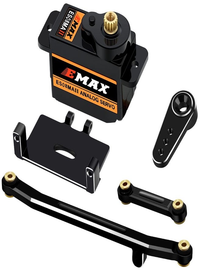 EPINON for AXIAL SCX24 Servo Metal Gear EMAX Servo Steering Servo with Servo Mount Bracket and Arm and Steering Link Set SCX24 Upgrade Parts (Black) - Image 1