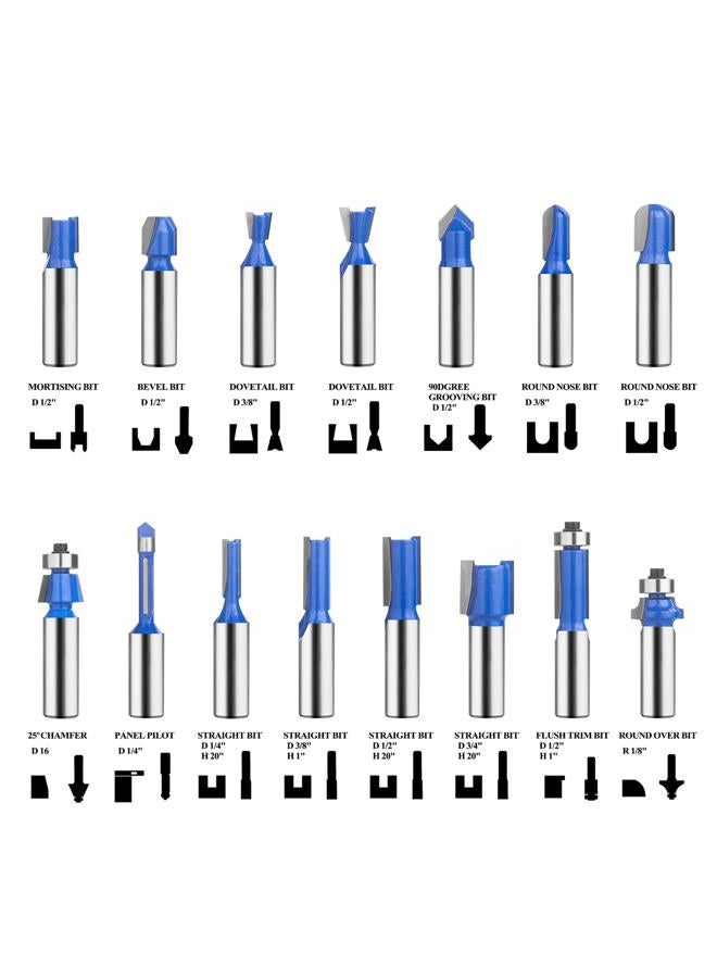 UTRUSTTO 1/2" Router Bit Set 24 Pieces, 1/2 Inch Shank Tungsten Carbide Router Bits, for Professional and Beginners Carpenter - Image 2