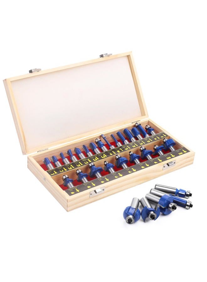 UTRUSTTO 1/2" Router Bit Set 24 Pieces, 1/2 Inch Shank Tungsten Carbide Router Bits, for Professional and Beginners Carpenter - Image 1