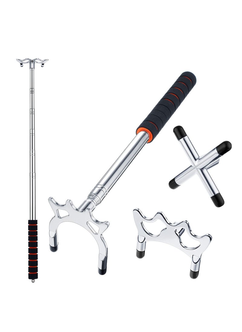 Generic Retractable Billiard Bridge Stand with 3 Pieces of Detachable Heads Easy Storage Light Weight Suitable for Pool Table Snooker (Silver Set 4)  - Image 1