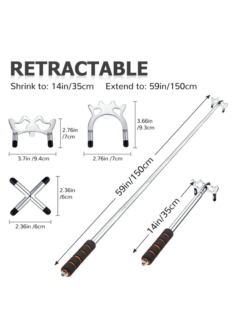 Generic Retractable Billiard Bridge Stand with 3 Pieces of Detachable Heads Easy Storage Light Weight Suitable for Pool Table Snooker (Silver Set 4)  - Image 3