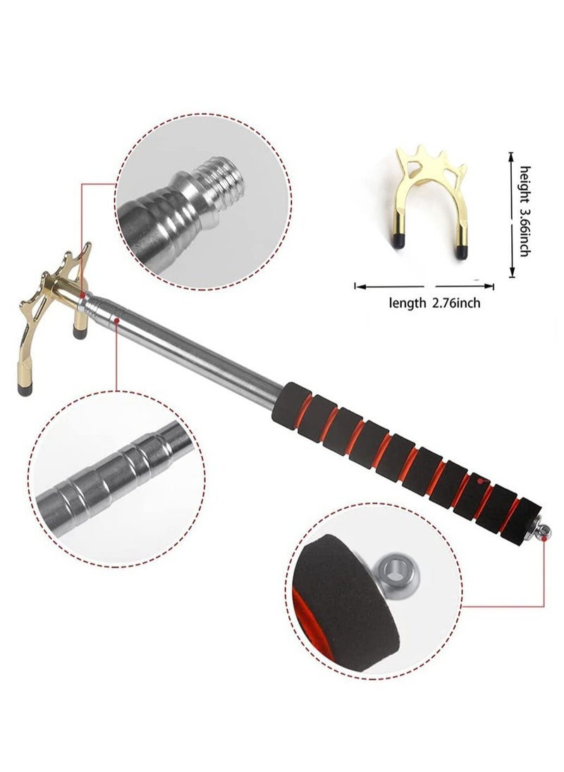 Generic - Retractable Billiard Bridge Stand with 3 Pieces of Detachable Heads Easy Storage Light Weight Suitable for Pool Table Snooker (Silver Set 4) - Image 1