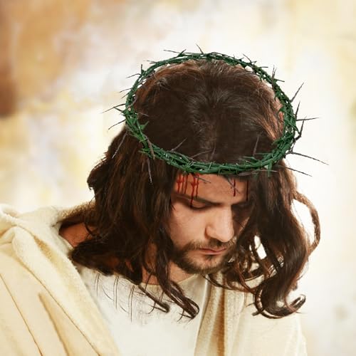 MLOLM Easter Standing Cross Decor with Purple Scarf & Thorn Crown and 3Pcs Crucifixion Nails-Wooden Tabletop Cross with Base for Church, Baptism, Home Altar Religious Easter - Image 5