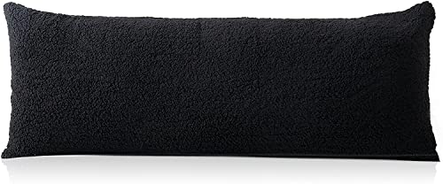 Reafort Ultra Soft Sherpa Body Pillow Cover/Case with Zipper Closure 21"x54" (21"x54" Body Pillow Cover, Black) - Image 2