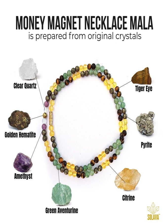 SOLAVA Money Magnet Crystal Mala - Crystal Necklace to Attract Success, Fame, Confidence, Wealth and Good Fortune - Image 2
