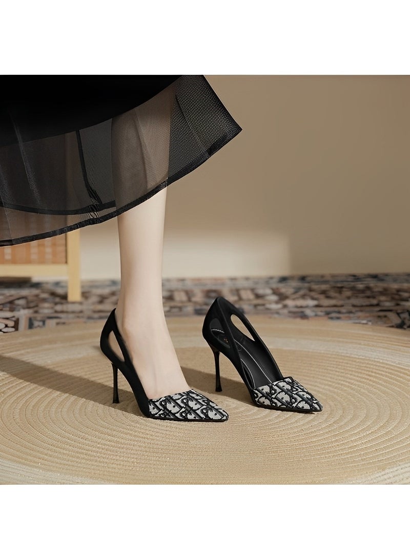 حذاء نسائي كلاسيكي بكعب عالٍ ومقدمة مدببة وكعب عالٍ سهل الارتداء وأحذية رسمية لحفلات الزفاف والحفلات المسائية