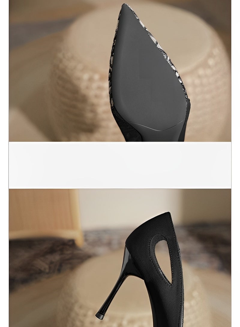 حذاء نسائي كلاسيكي بكعب عالٍ ومقدمة مدببة وكعب عالٍ سهل الارتداء وأحذية رسمية لحفلات الزفاف والحفلات المسائية