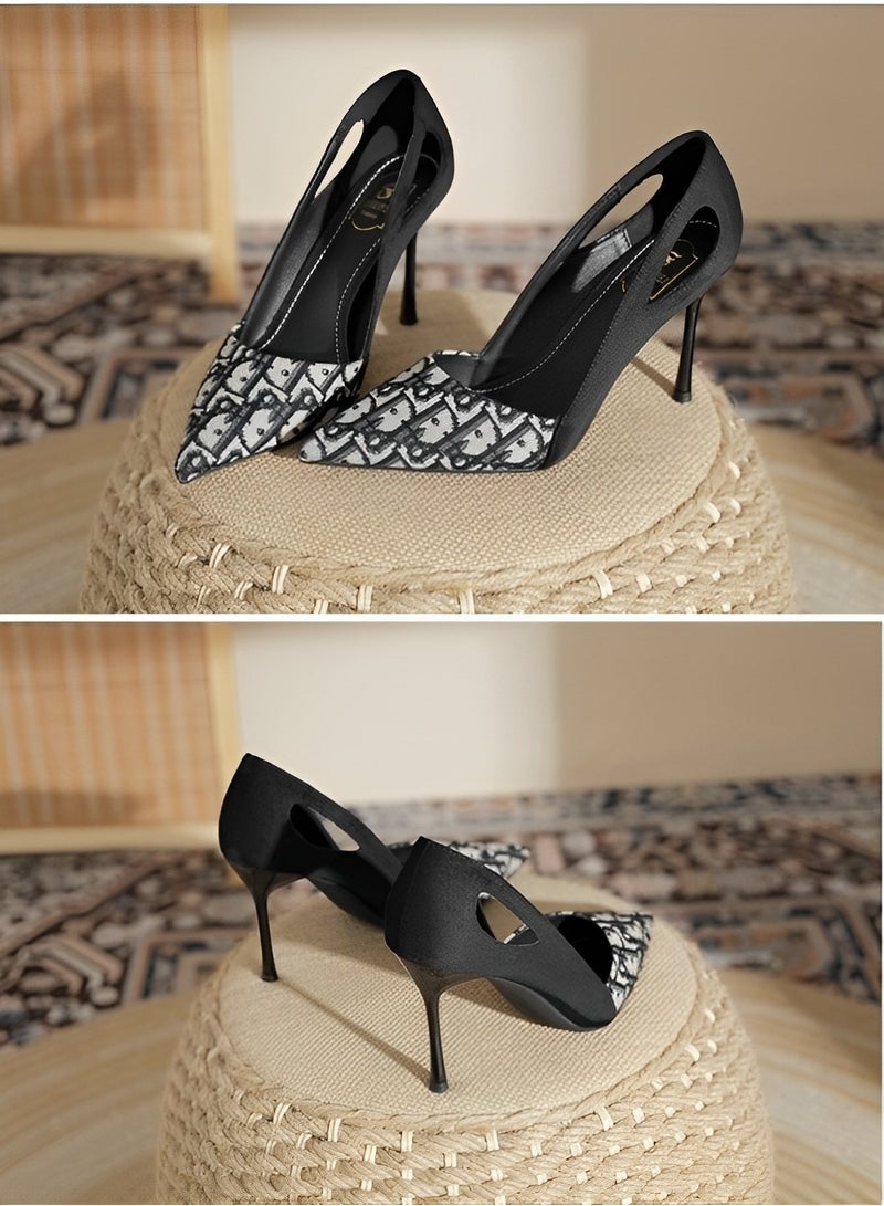 حذاء نسائي كلاسيكي بكعب عالٍ ومقدمة مدببة وكعب عالٍ سهل الارتداء وأحذية رسمية لحفلات الزفاف والحفلات المسائية