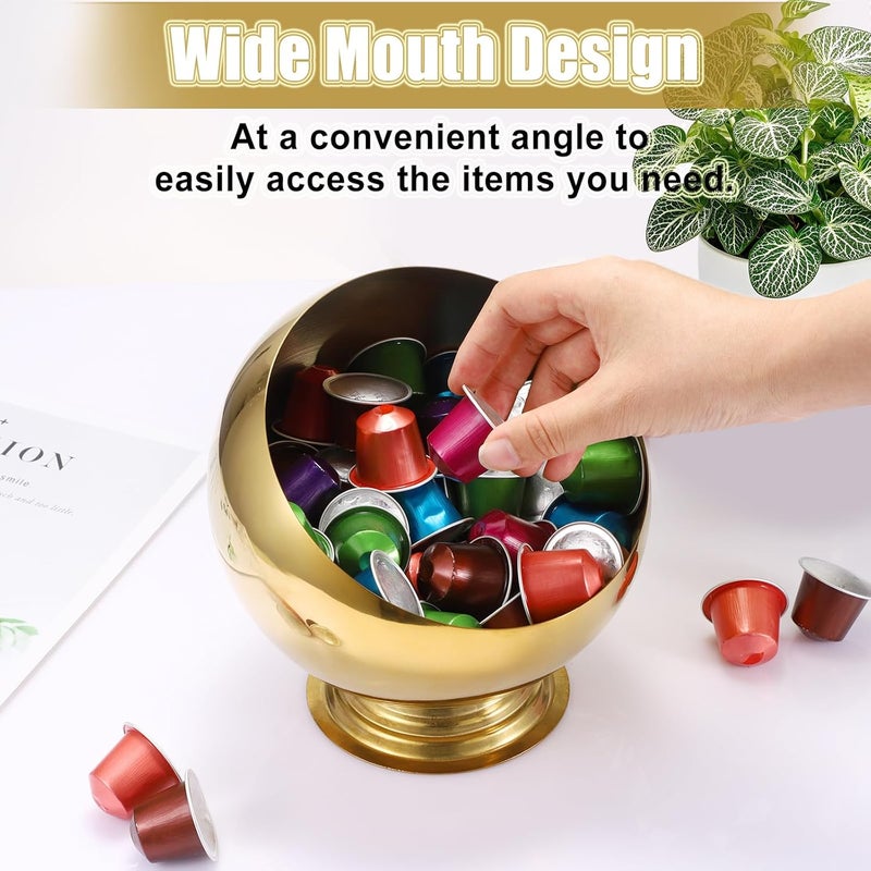 ELLDOO Coffee Pod Holder, Gold Metal Coffee Pod Storage for K Cup Nespresso Vertuo Keurig, Creamer Organizer Candy Bowl Fruit Snacks Jar for Countertop Kitchen Breakroom - Image 3