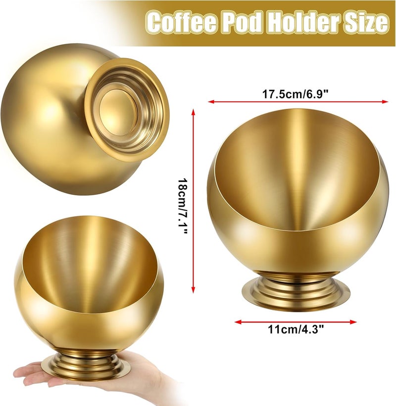 ELLDOO Coffee Pod Holder, Gold Metal Coffee Pod Storage for K Cup Nespresso Vertuo Keurig, Creamer Organizer Candy Bowl Fruit Snacks Jar for Countertop Kitchen Breakroom - Image 2