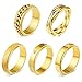 MOROYA 5PCS 18K Gold Plated Fidget Rings for Anxiety Stainless Steel Butterfly Chain CZ Inlaid Spinner Rings for Women Men Anti Anxiety Ring Band Set - Image 3