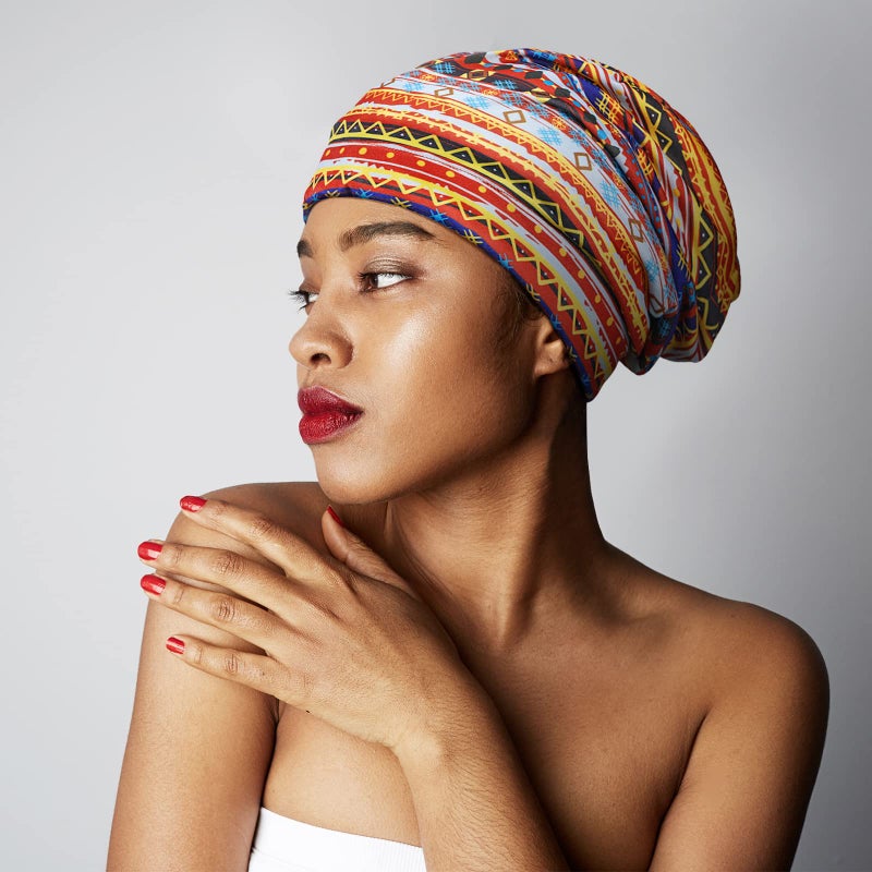 Sintege 6 Pcs Satin Lined Bonnet Sleep Chemo Hat Stretch Cancer Cap for Women Men Cancer Patient African Silk Soft Beanie(Vintage Patterns) - Image 3