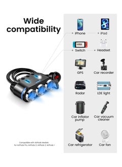 Generic Car Lighter Adapter, Car Cigarette Lighter USB Charger with 12V USB Socket USB Adapter Car Charger Multi Socket Extension with Double/Dual Plug/Port & Extension for all Car Devices  - Image 2