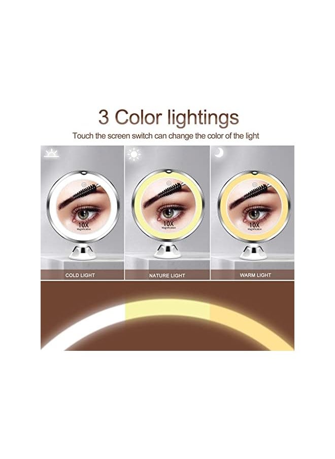 The Bros 10X Magnifying Makeup Mirror with Lights and 3 Color Lighting for Detailed Makeup and Skincare  - Image 3