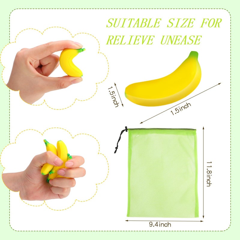 Jerify 37 Pieces Mini Banana Stress Toys Stress Relief Toys With Mesh Drawstring Bag Pu Banana Stretchy Toy For Birthday Party Favors - Image 2