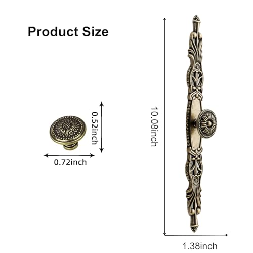 Ahamo Antique Brass Drawer Handles & Pulls - Traditional 160mm Hole Center Cupboard Handle, Vintage Brass Handles for Cabinets, Doors, Wardrobes & Furniture (Set of 1) - Image 2