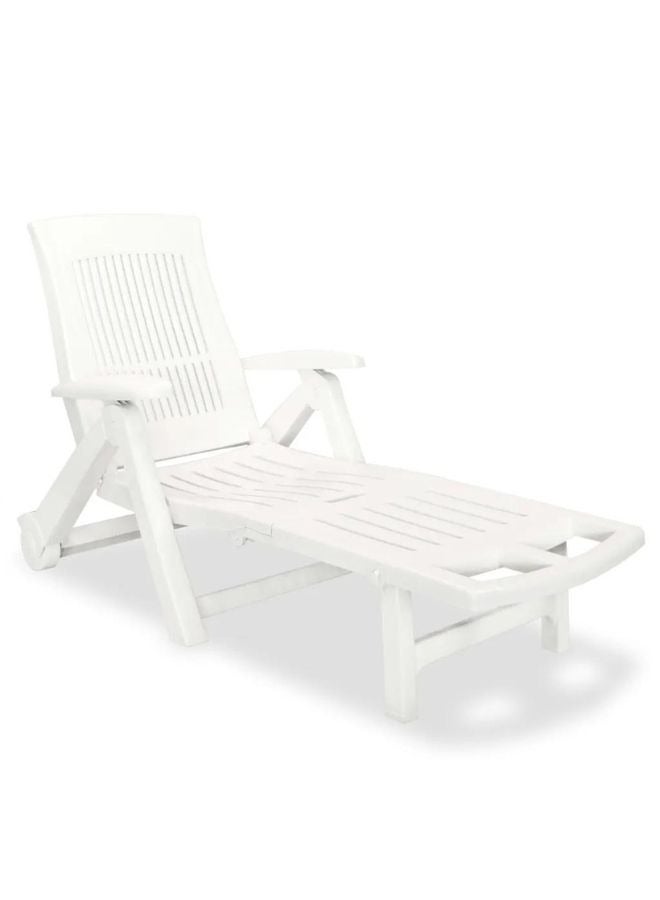 vidaxl vidaXL Sun Lounger with Footrest Plastic White - Image 1