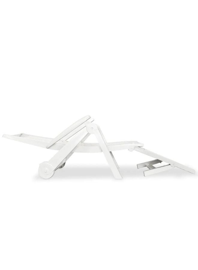 vidaxl vidaXL Sun Lounger with Footrest Plastic White - Image 2