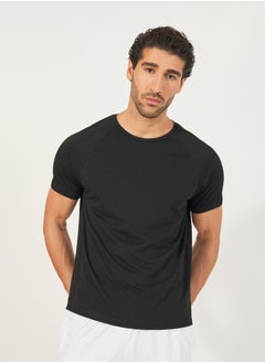 Styli Melange Knit Stretch Raglan Workout T-Shirt  - Image 1