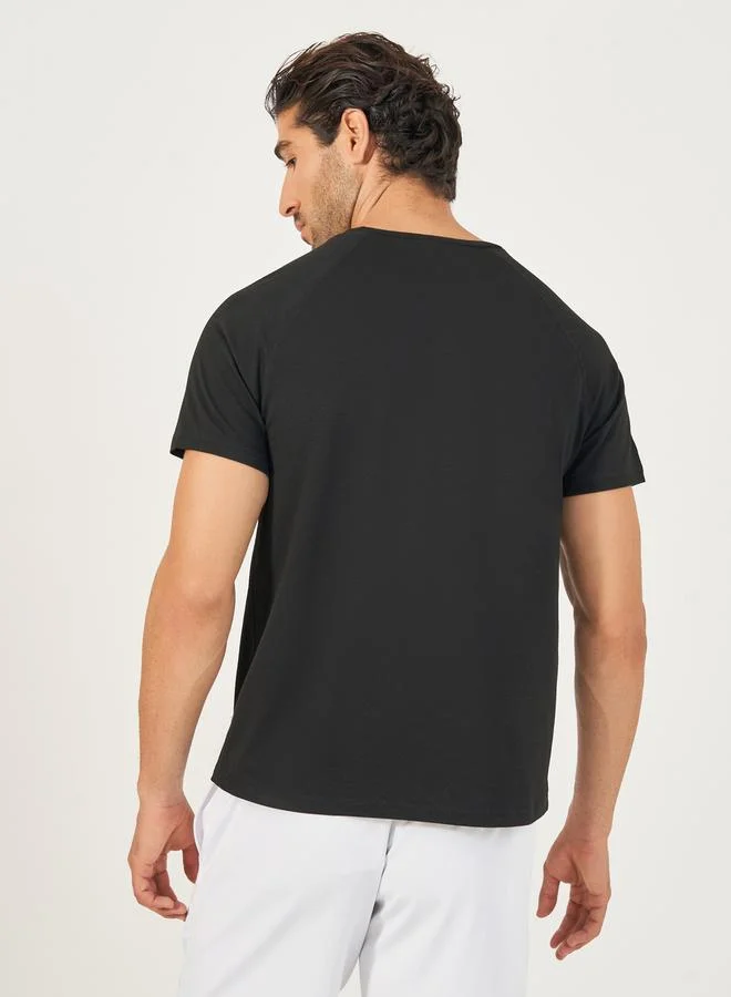 Styli Active Melange Knit Stretch Raglan Workout T-Shirt