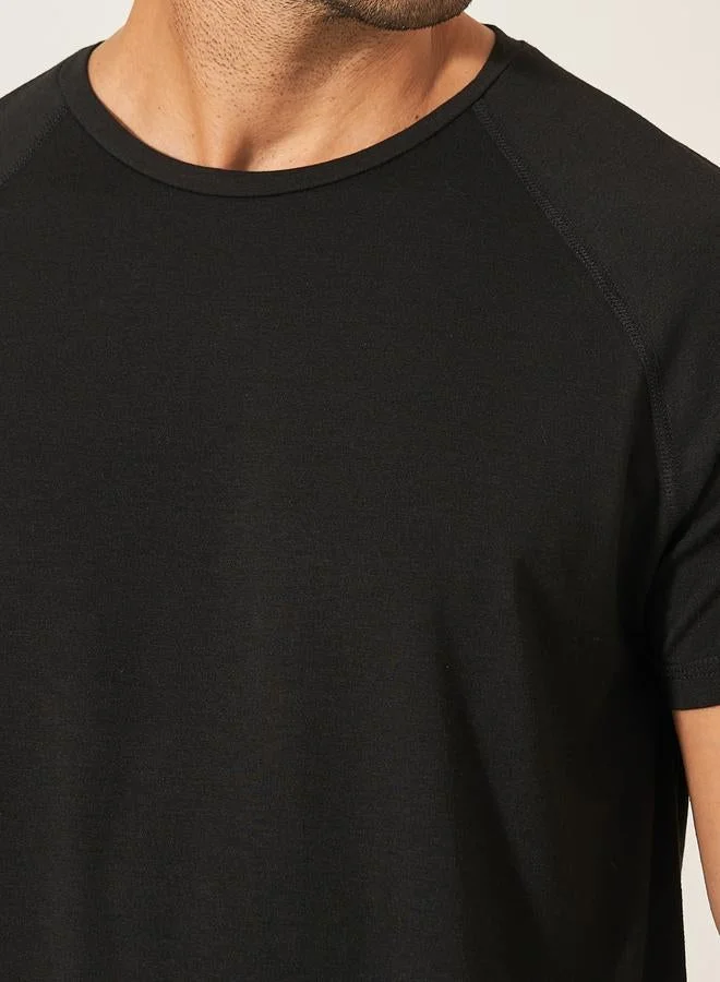 Styli Active Melange Knit Stretch Raglan Workout T-Shirt