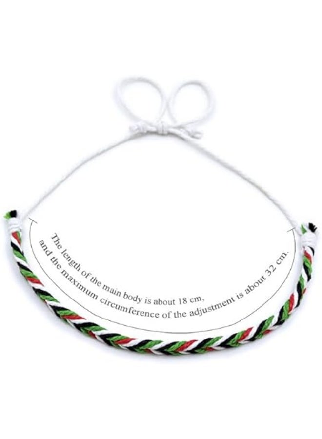 داديز أنجل إكسسوارات اليوم الوطني لدولة الإمارات العربية المتحدة، سوار منسوج، إكسسوار مصنوع يدويًا للجنسين باللون الأحمر والأخضر والأبيض والأسود ليوم العلم. - Image 2