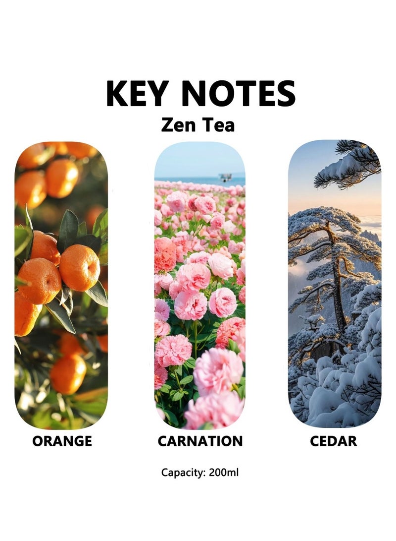 سان هان مجموعة معطرات الجو من القصب سعة 200 مل: معطر جو بمزيج من شاي الزن، معطرات جو تدوم طويلًا، للمنزل، غرفة النوم، الحمام، المكتب (تركيز 10%) - Image 3