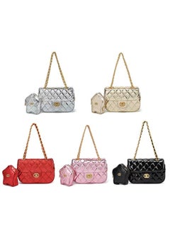 Chanel style rhombus chain bag for women 2024 New Star mirror patent leather mouth cover bag all-match shoulder messenger bagRed Red