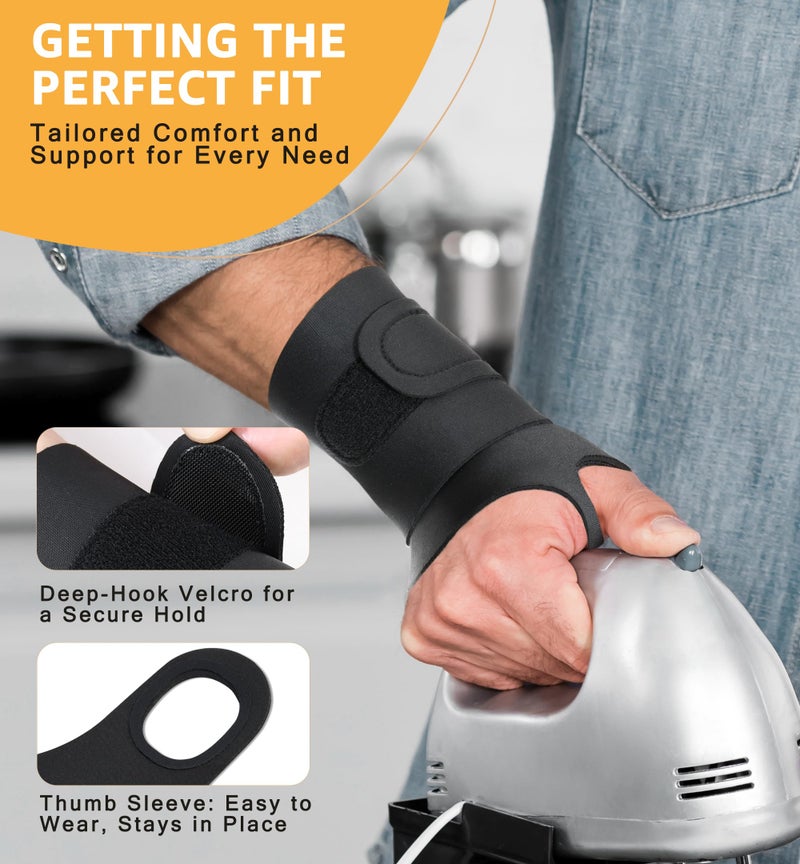 HGBOO 2 Pack Thin Compression Wrist Brace for Men & Women, Adjustable Elastic Wrist Support for Carpal Tunnel Arthritis Tendonitis Sports Pain Relief, Soft & Comfortable Day/Night Wrist Wraps (Black) - Image 3