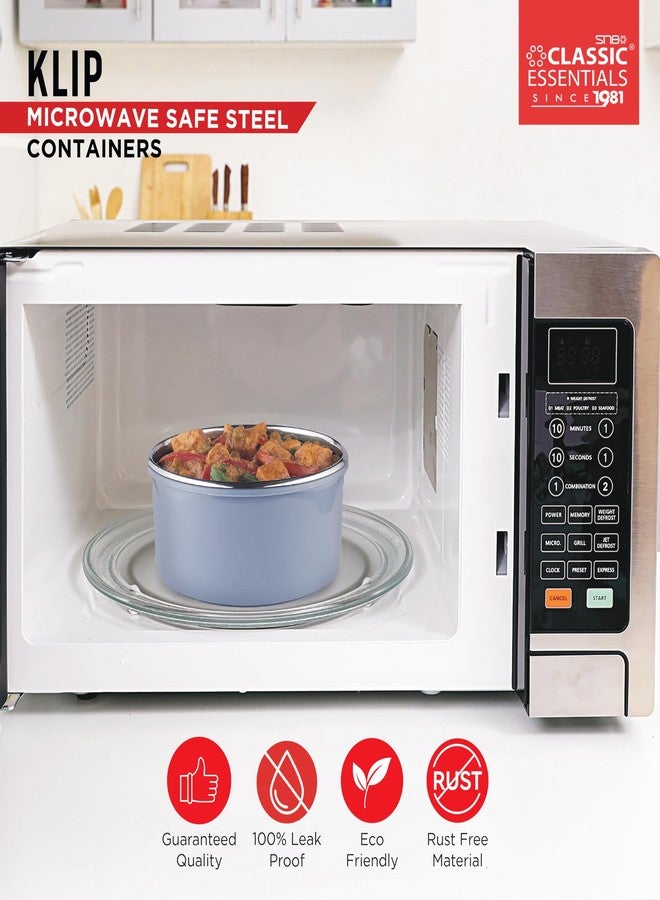 CLASSIC ESSENTIALS Stainless Steel Microwave Safe Containers|Bpa Free|Food Grade Material|Snack & Food Storage Containers|Leak & Spill Proof|Set Of 3(250 Ml,650 Ml & 1100 Ml)(Grey),Blue-Green - Image 4