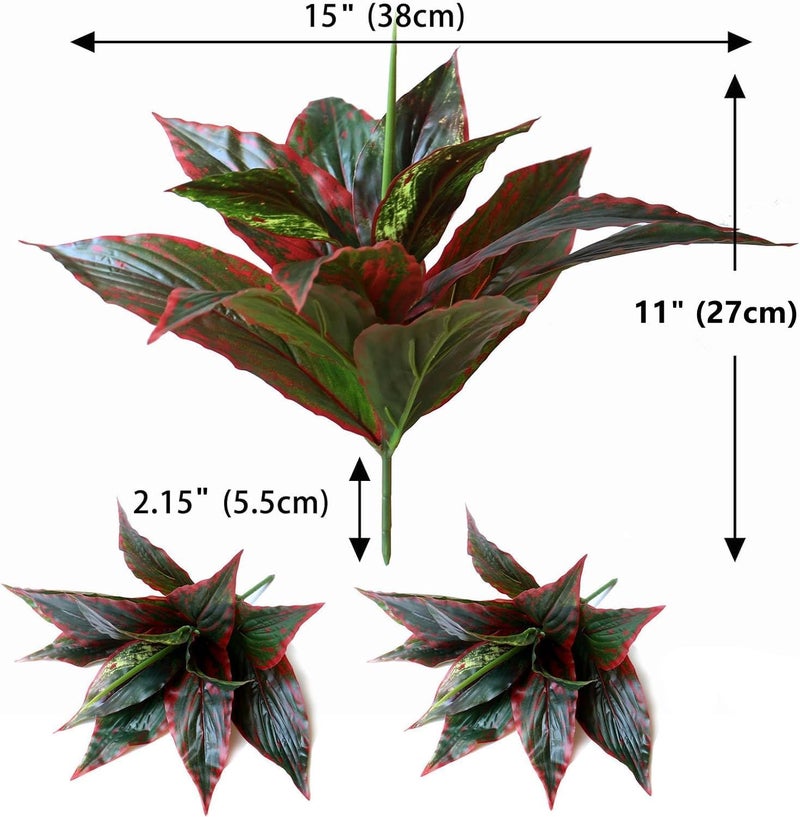 LOVENIMEN Artificial Magnolia Plants Decoration, Fake Agave Plastic Grass Faux Greenery Soft Plant UV Resistant Shrubs for Indoor Outdoor Home Kitchen Garden Porch Christmas Wedding Table DIY Décor Red 2 Pack - Image 5