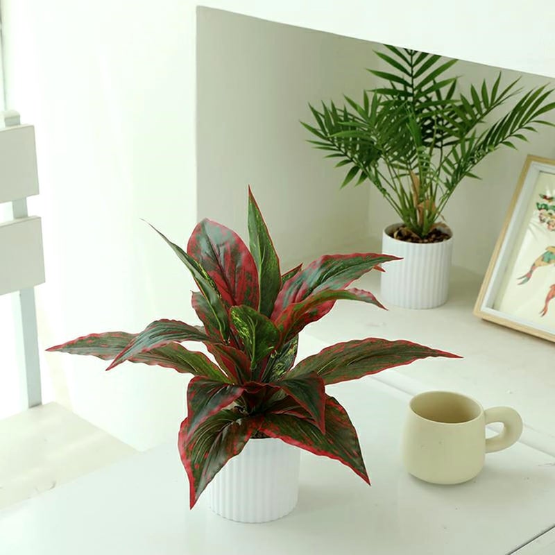 LOVENIMEN Artificial Magnolia Plants Decoration, Fake Agave Plastic Grass Faux Greenery Soft Plant UV Resistant Shrubs for Indoor Outdoor Home Kitchen Garden Porch Christmas Wedding Table DIY Décor Red 2 Pack - Image 4