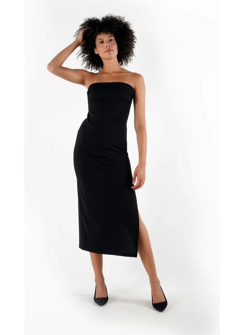 الكسندر جاردي Slit Detail Strapless Dress (B24-00206)