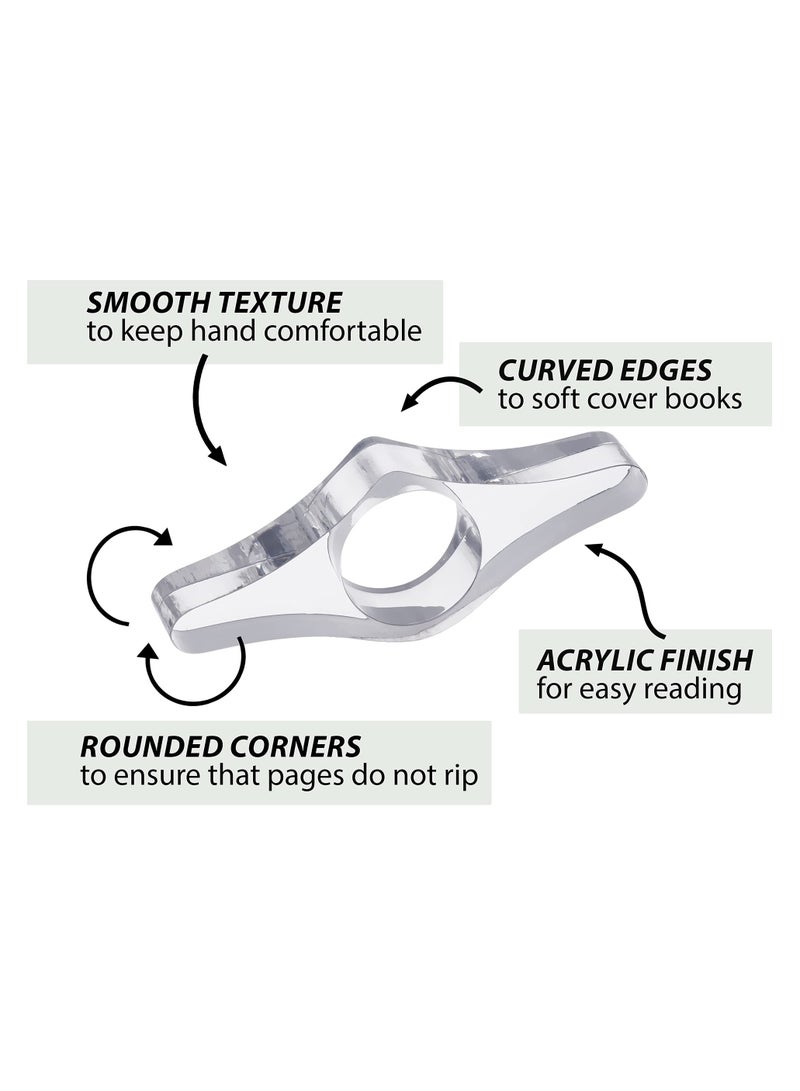 وينر حامل صفحات كتاب مكون من 5 قطع للقراءة، موزع أكريليك شفاف مع حلقة للإبهام أو الإصبع، علامة مرجعية نشطة للقارئ، صغير الحجم وقابل للحمل للغلاف الورقي أو الغلاف المقوى - Image 4