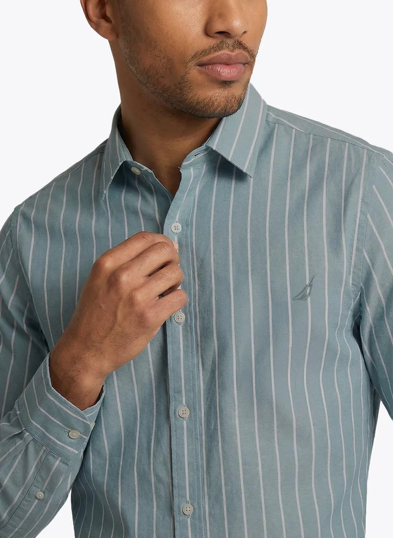 Nautica  Men Dyed Cotton Long Sleeve Shirt for Casual, Comfortable and Weekend Style - Green for Men | Best Price UAE