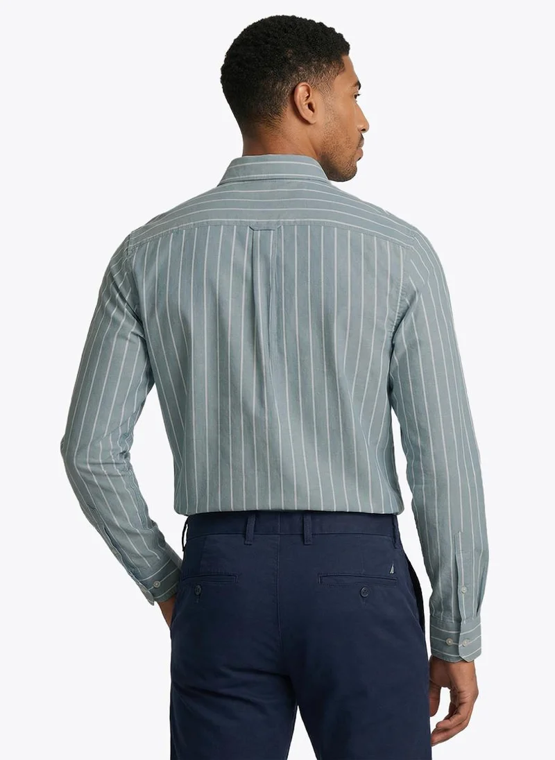 Nautica  Men Dyed Cotton Long Sleeve Shirt for Casual, Comfortable and Weekend Style - Green for Men | Best Price UAE