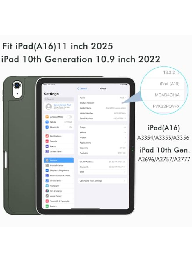 iMieet حافظة iMieet لجهاز iPad (A16)/الجيل العاشر من iPad [11 بوصة 2025/10.9 بوصة 2022]، حافظة ذكية قابلة للطي ثلاثية مع حامل وحامل قلم وظهر TPU ناعم، تدعم Touch ID (أسود) - Image 2