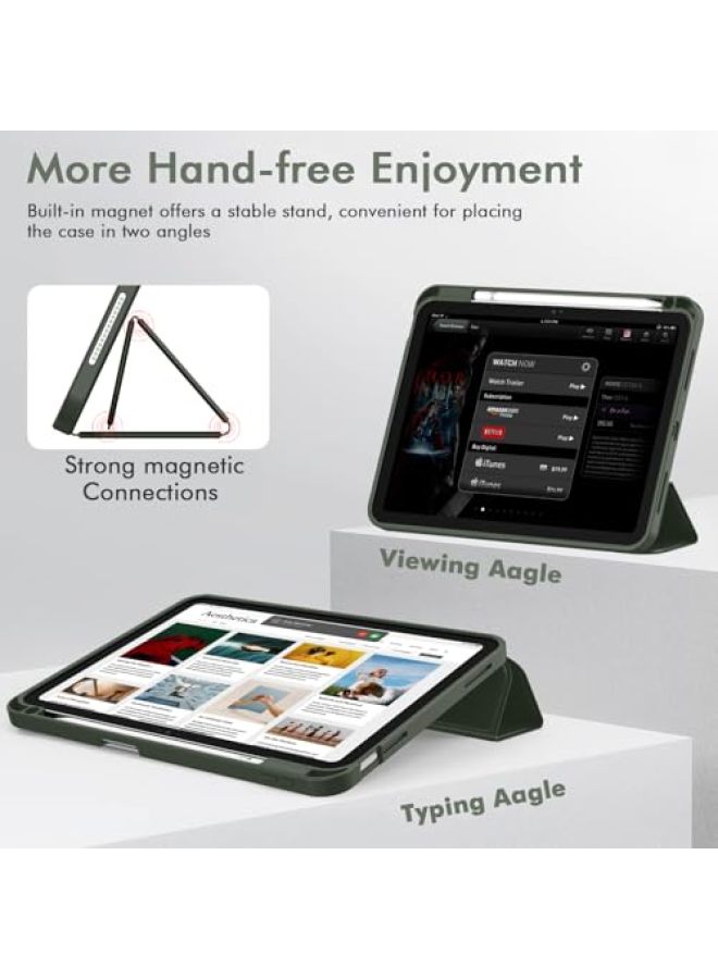 iMieet حافظة iMieet لجهاز iPad (A16)/الجيل العاشر من iPad [11 بوصة 2025/10.9 بوصة 2022]، حافظة ذكية قابلة للطي ثلاثية مع حامل وحامل قلم وظهر TPU ناعم، تدعم Touch ID (أسود) - Image 3