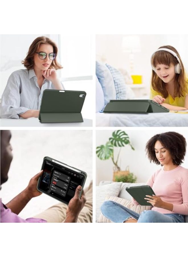 iMieet حافظة iMieet لجهاز iPad (A16)/الجيل العاشر من iPad [11 بوصة 2025/10.9 بوصة 2022]، حافظة ذكية قابلة للطي ثلاثية مع حامل وحامل قلم وظهر TPU ناعم، تدعم Touch ID (أسود) - Image 4