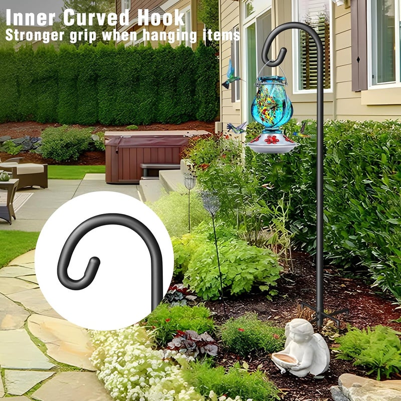 Surprizo Shepherd Hook for Outdoor, Heavy Duty Bird Feeder Pole with 5 Prong Base, Adjustable Height Bird Feeder Stand Ideal for Hanging Bird Feeders, Plant, and Garden Decorations - Image 5