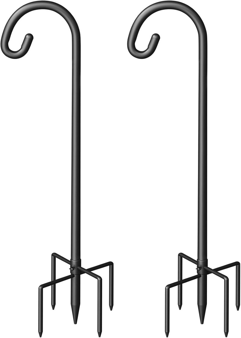 Surprizo Shepherd Hook for Outdoor, Heavy Duty Bird Feeder Pole with 5 Prong Base, Adjustable Height Bird Feeder Stand Ideal for Hanging Bird Feeders, Plant, and Garden Decorations - Image 1