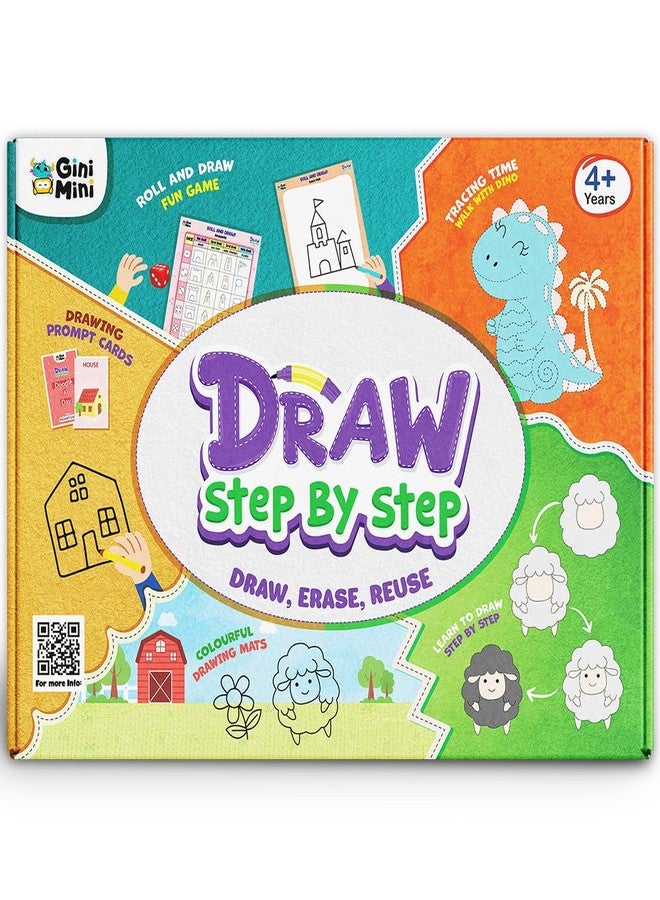 GiniMini Draw Step by Step Kit for Kids 4+ | Learn to Draw with 60+ Shapes & Tracing Practice | Reusable Travel-Friendly Art & Doodle Kit | Creative Educational Gift for Boys & Girls - Image 1