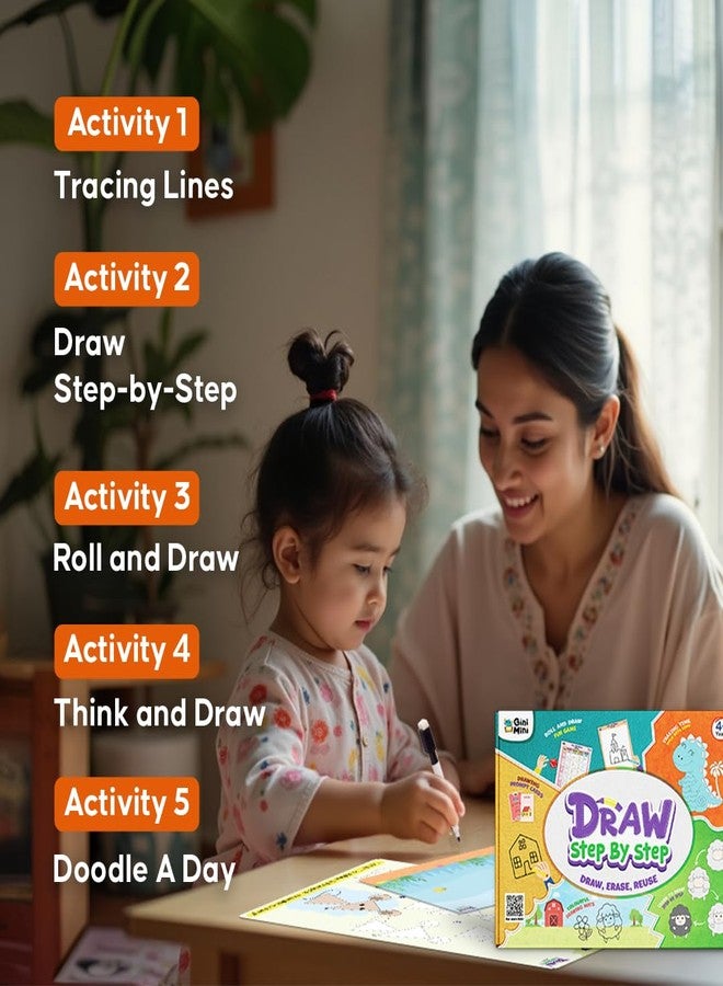 GiniMini Draw Step by Step Kit for Kids 4+ | Learn to Draw with 60+ Shapes & Tracing Practice | Reusable Travel-Friendly Art & Doodle Kit | Creative Educational Gift for Boys & Girls - Image 4