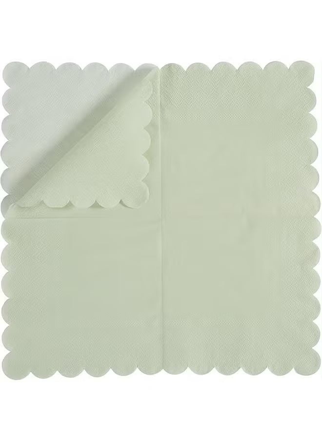 60 PCS Disposable Paper Party Napkins , Paper Towels for Party, Napkins 2-Ply Scalloped Edge Dessert Napkins (10x10 Inch, Green) Beverage Dessert Napkin Paper for Weddings,Dinner, Birthday Parties, Bridal Showers, events - Image 2