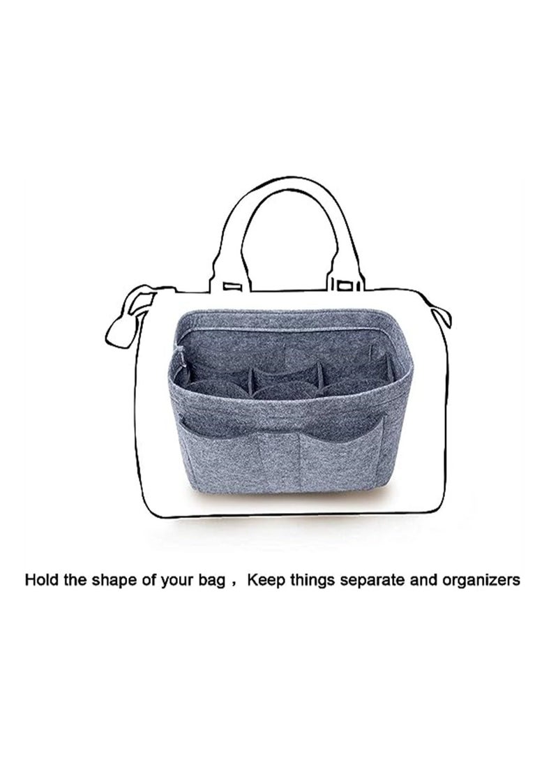 SYOSI Purse Organizer Insert Women Felt Bag Organizer Insert Multi-Pocket Bag in Bag for Womens Handbag Travel Tote Hobo Bag Storage Purse Liner Divider for Any Brand Tote Grey Size L - Image 5