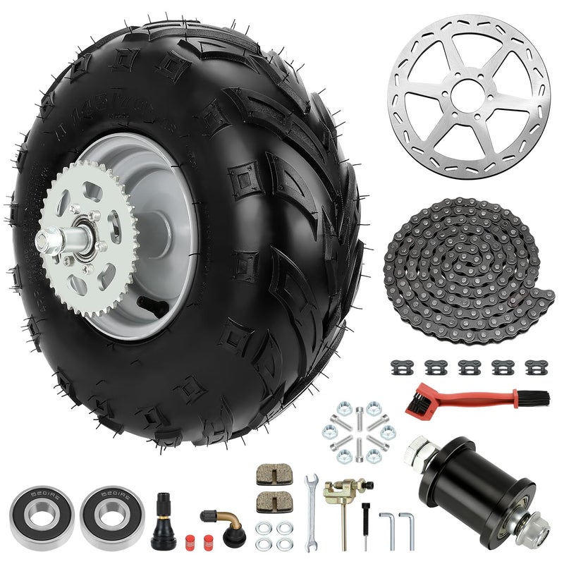 XIKOBY 145/70-6 Mini Bike Rear Wheel with Sprocket Compatible with Coleman CT100U CC100X Baja DB30, 145 70 6 Tire with Rim for Motovox MBX10 MBX11 GMB100 Monster Mega Moto 80cc 105cc Minibike Parts - Image 1